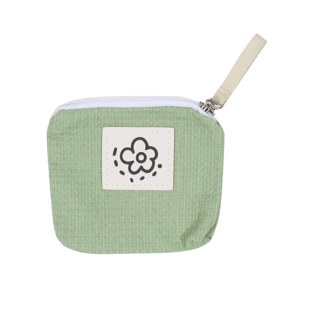 

Портативная мини-косметичка с цветочным принтом, полиэстер, молния, маленькая монетница, квадратная, мягкая, для губной помады, наушников, ключей one size зелёный