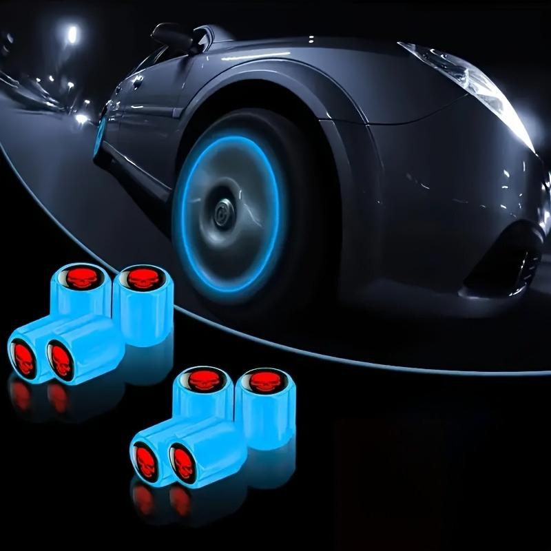 8Pcs Luminous Skeleton Tire Valve Stem Caps, Universal Fluorescent Waterproof Wheel Hub Covers for Motorcycle Truck SUV Bicycle