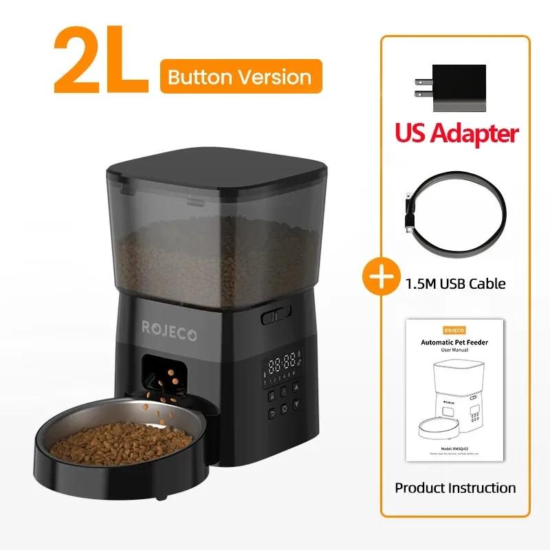 

ROJECO 2L Automatic Pet Feeder for Cats Dogs Smart Food Dispenser with LCD Display Timer Button Version 2L