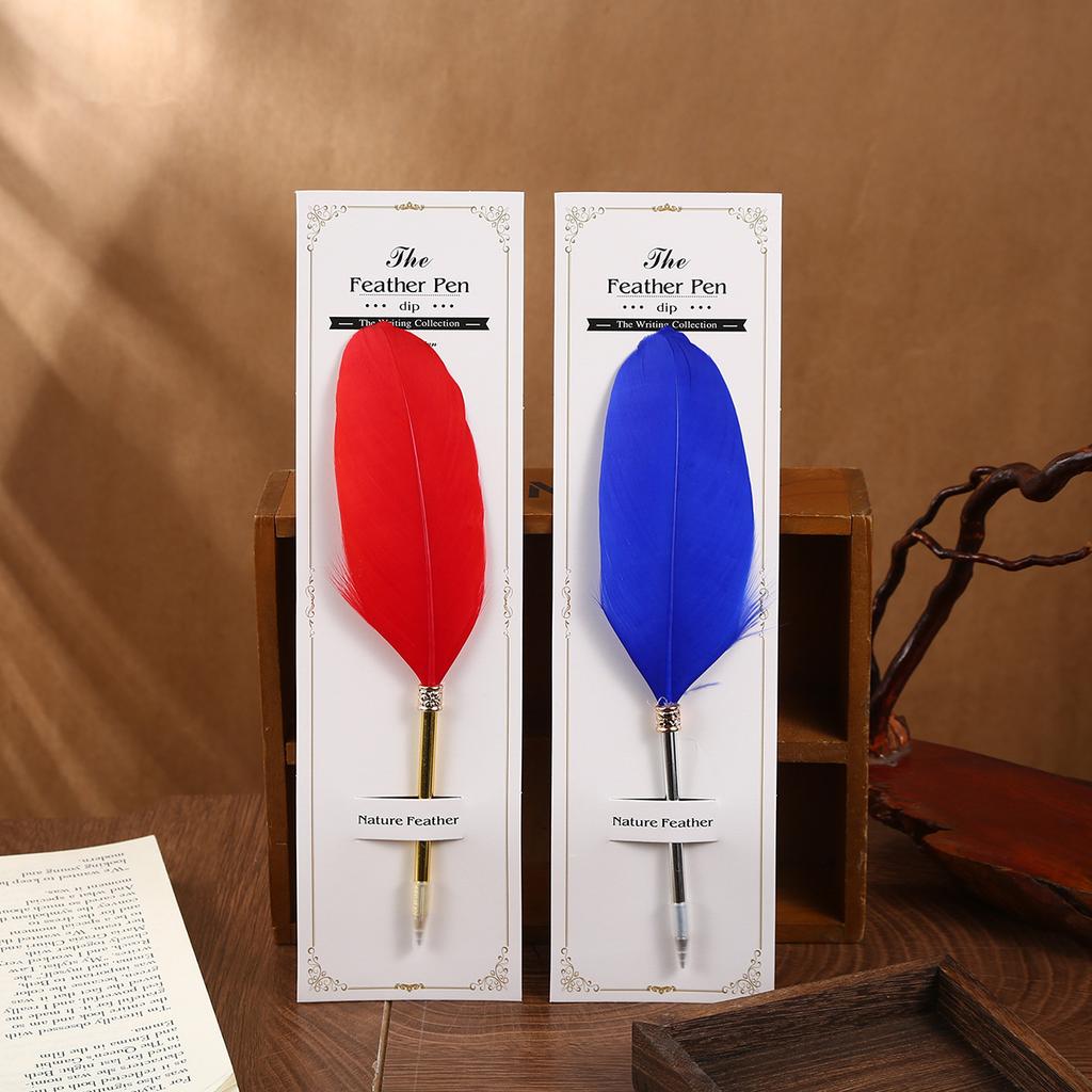 Feather Ballpoint Pen Creative Retro Goose Feather Shape Ballpoint Pen Cute Puzzle Student Stationery