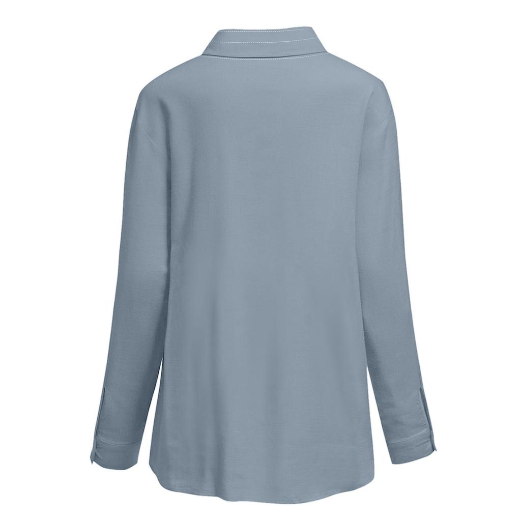 Camicette da Lavoro da Donna Bluse Casual con Scollo a V Top Camicia Manica Lunga Bottoni Leggera Colore Camicette Casual da Lavoro