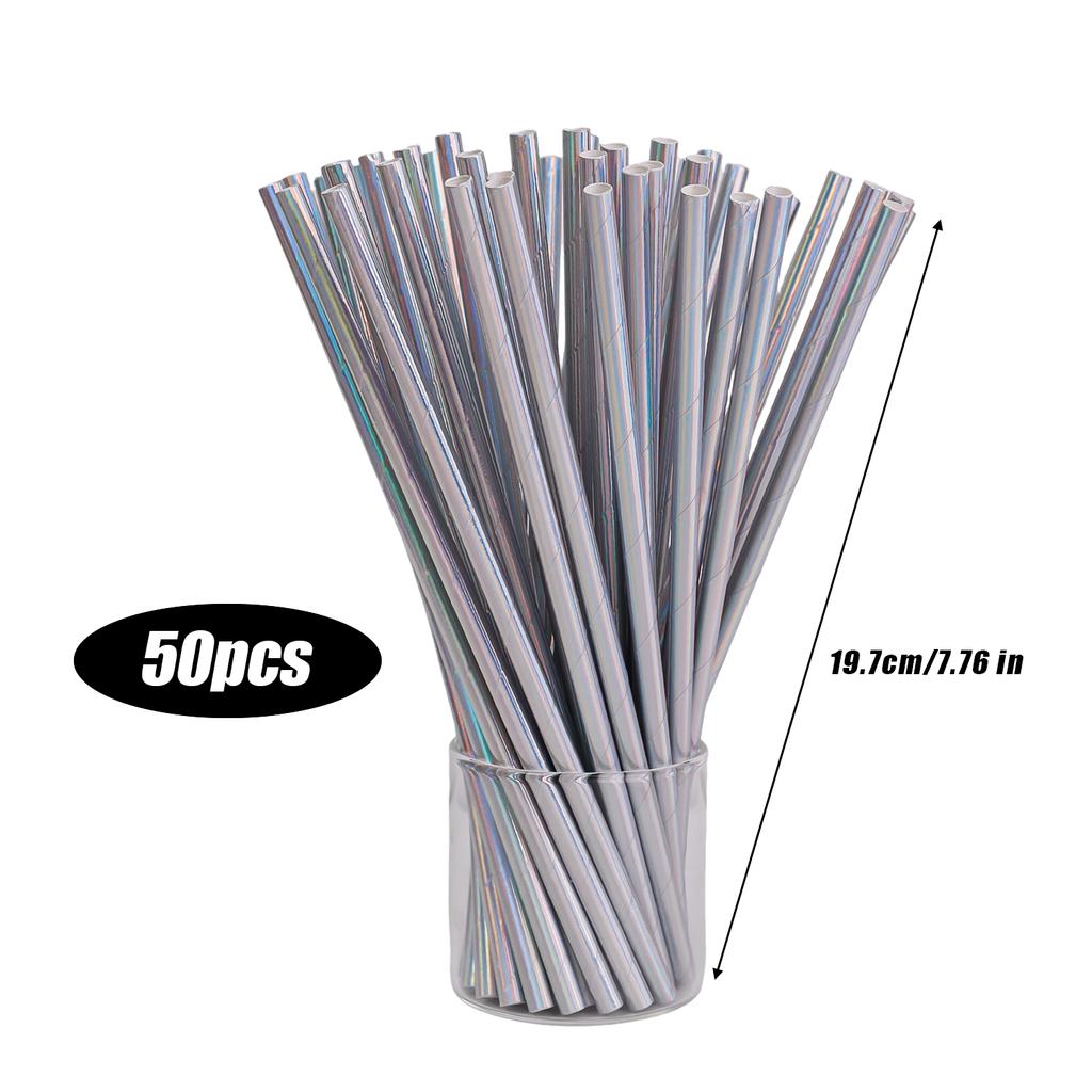 200/50PCS Drinking Water Straws Laser Disposable Straws For Birthday Party Wedding Drinks Fruit Juice Cocktail Coffe Suppliesr