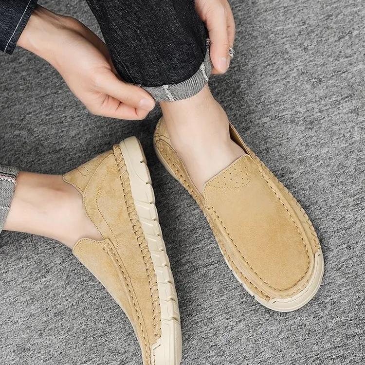 Summer Leather Casual Peas Shoes Sports All-match Sneakers Men's Lazy Shoes Breathable Driving Shoes Men