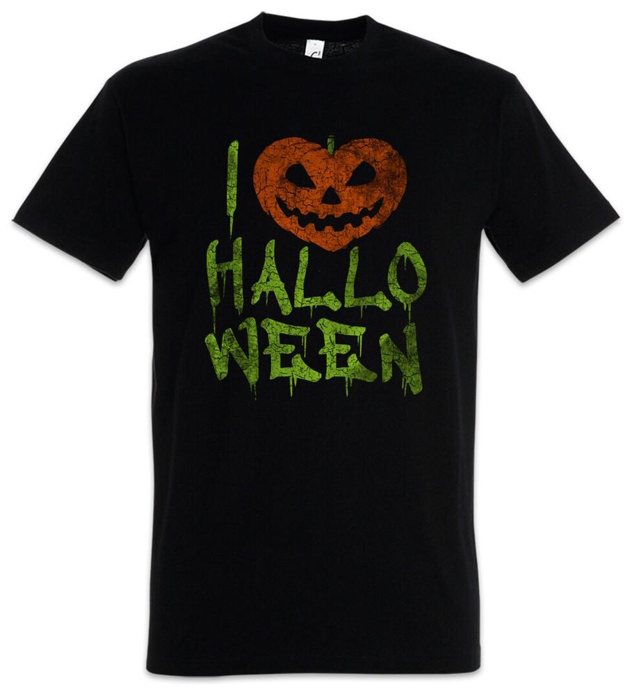 I Love Halloween T-Shirt Pumpkin Nightmare Face Witch Black Magic