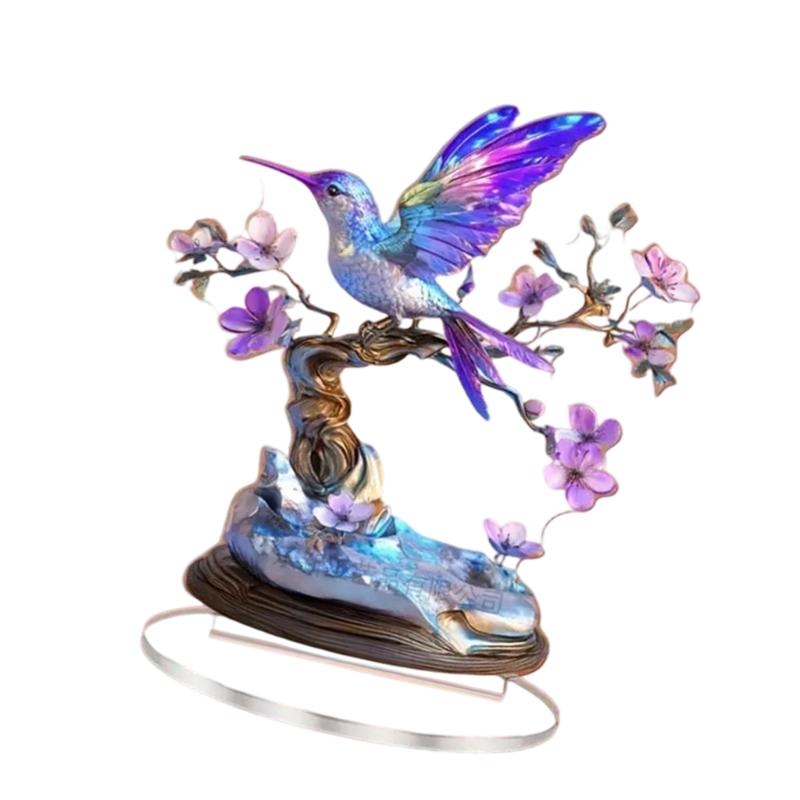 Acrylic Flower Branch Bird Statue Figurines Table Centerpieces Animal Figurines Sculptures Table Ornament Home Decors