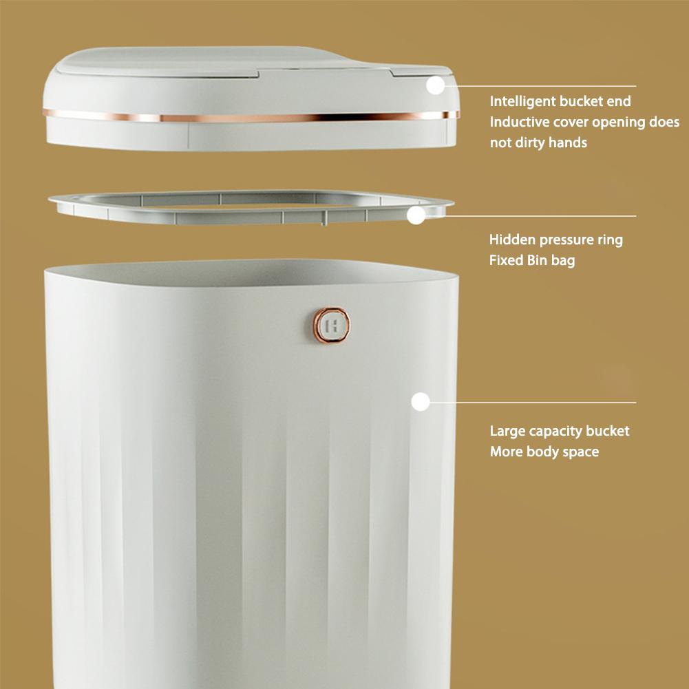 Coș de gunoi sigilat de 20L IPX5, lumină rezistentă la apă Coș de gunoi inteligent de lux, capacitate mare, alimentat cu baterie pentru bucătărie, baie, birou