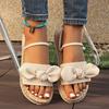 Fashion Fashion Corduroy Bow Flat Sandals Women Lightweight Non Slip Outdoor Slippers Woman 2025 Summer Casual Soft Sole Beach Sandals