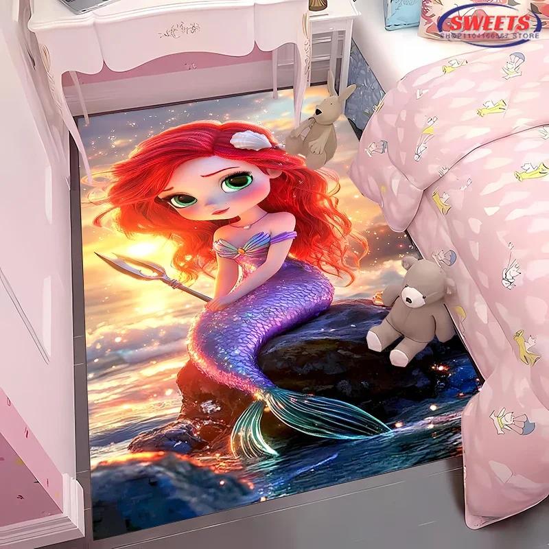 3D Printing Little Mermaid Ariel Princess Cartoon Carpet!Lving Room Bed Mat,Non-slip Durable Rug,Modern Simple Style Great Gift