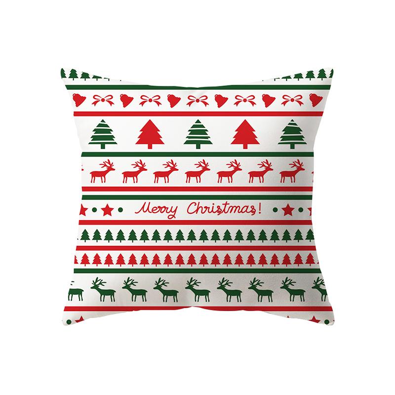 Merry Christmas Snowman Print Pattern Cushion Cover Home Living Room Sofa Decoration Square Polyester Pillow Pillow Cover