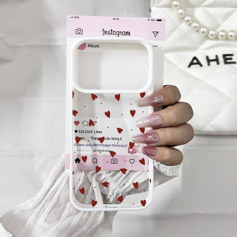 Fashion Pink Purple Love Heart Phone Case For iPhone 17 Pro Max 16 15 13 14 12Mini 11 Pro XS XR 8Plus Cute Clear Hard Cover Capa