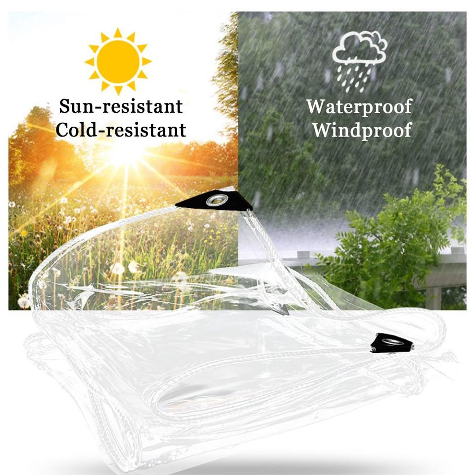 Clear Vinyl Tarp Waterproof PVC Tarpaulin, Transparent Poly Cover for Outdoor, Awning, Canopy, Patio Enclosure