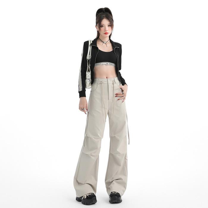 

Осенние и зимние плотные комбинезоны для женщин Осенние повседневные брюки для женщин Осенние широкие брюки для женщин Осенние эластичные веревки для женщин Брюки с бантом XL