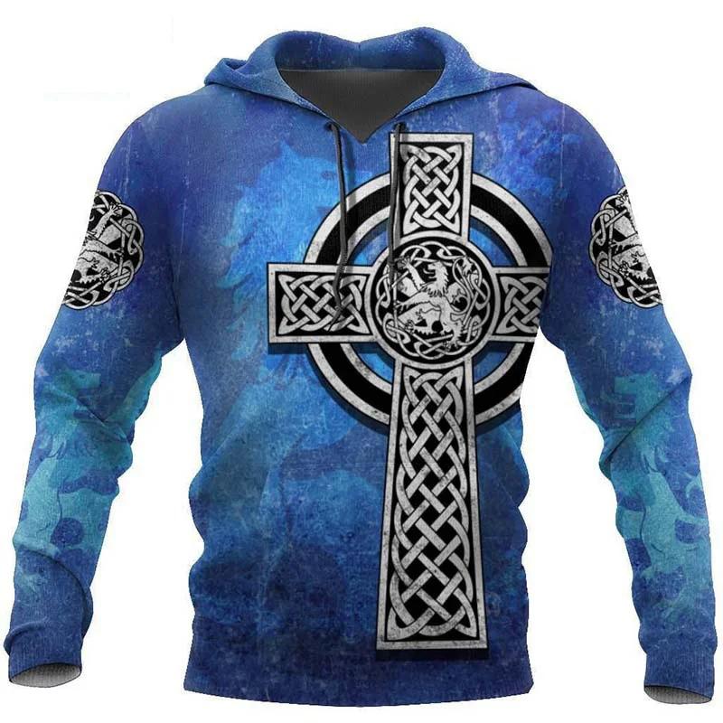 Viking Mythology Printed Men 3d Vintage Print Hoodies Autumn Long Sleeve Sweatshirt Casual Hoodies Men Sweatshirt Coat