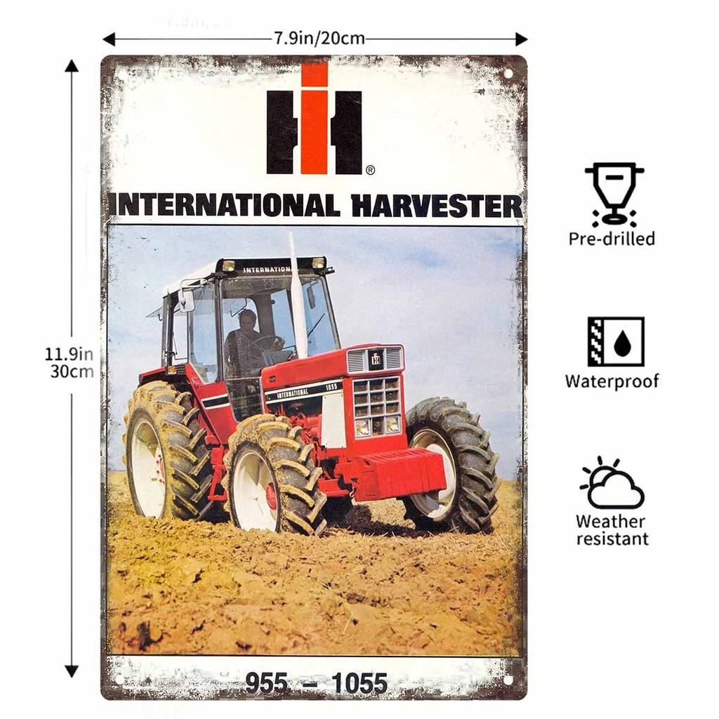 Scenic Farmland with Tractor Driving Over Green Hills Vintage Metal Wall Sign Decor Poster Frames Garage Living Room