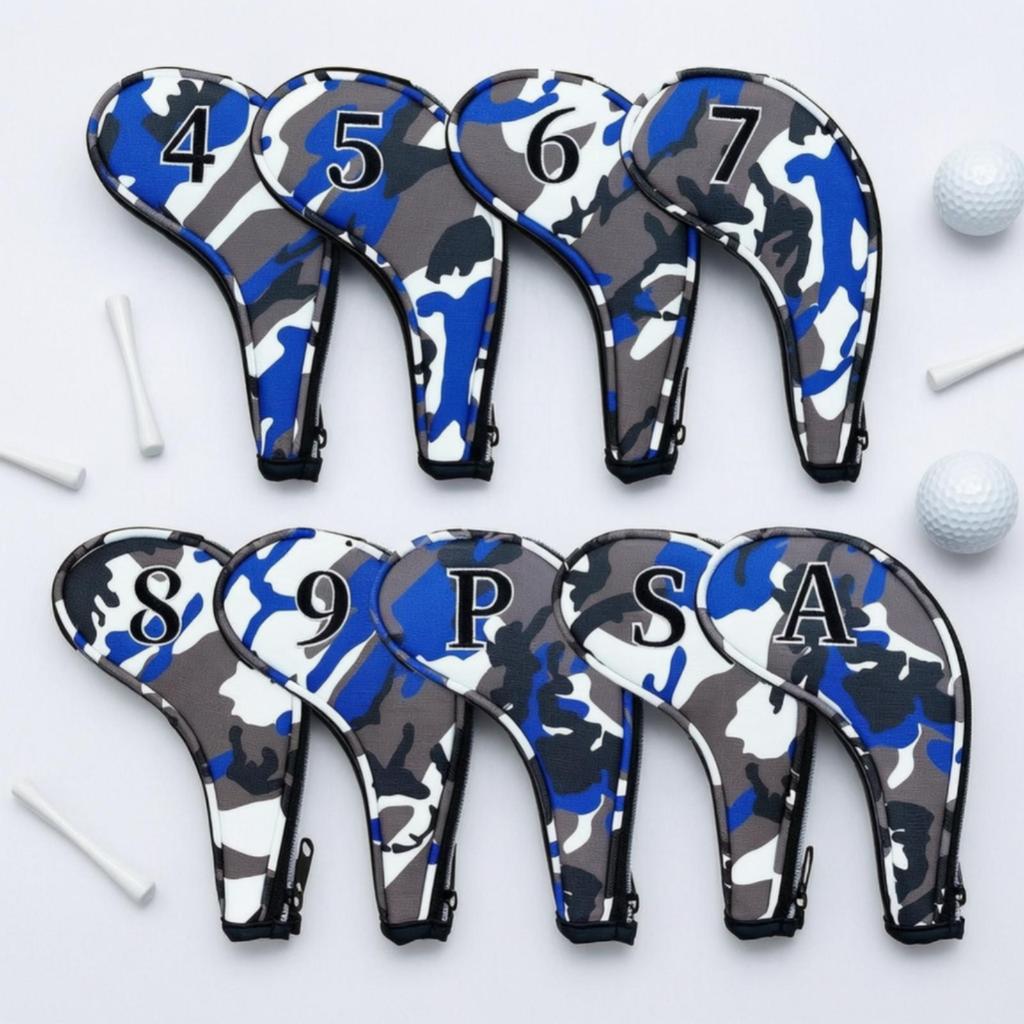 9 Pieces Tough Golf Iron Headcover with Zipper Waterproof