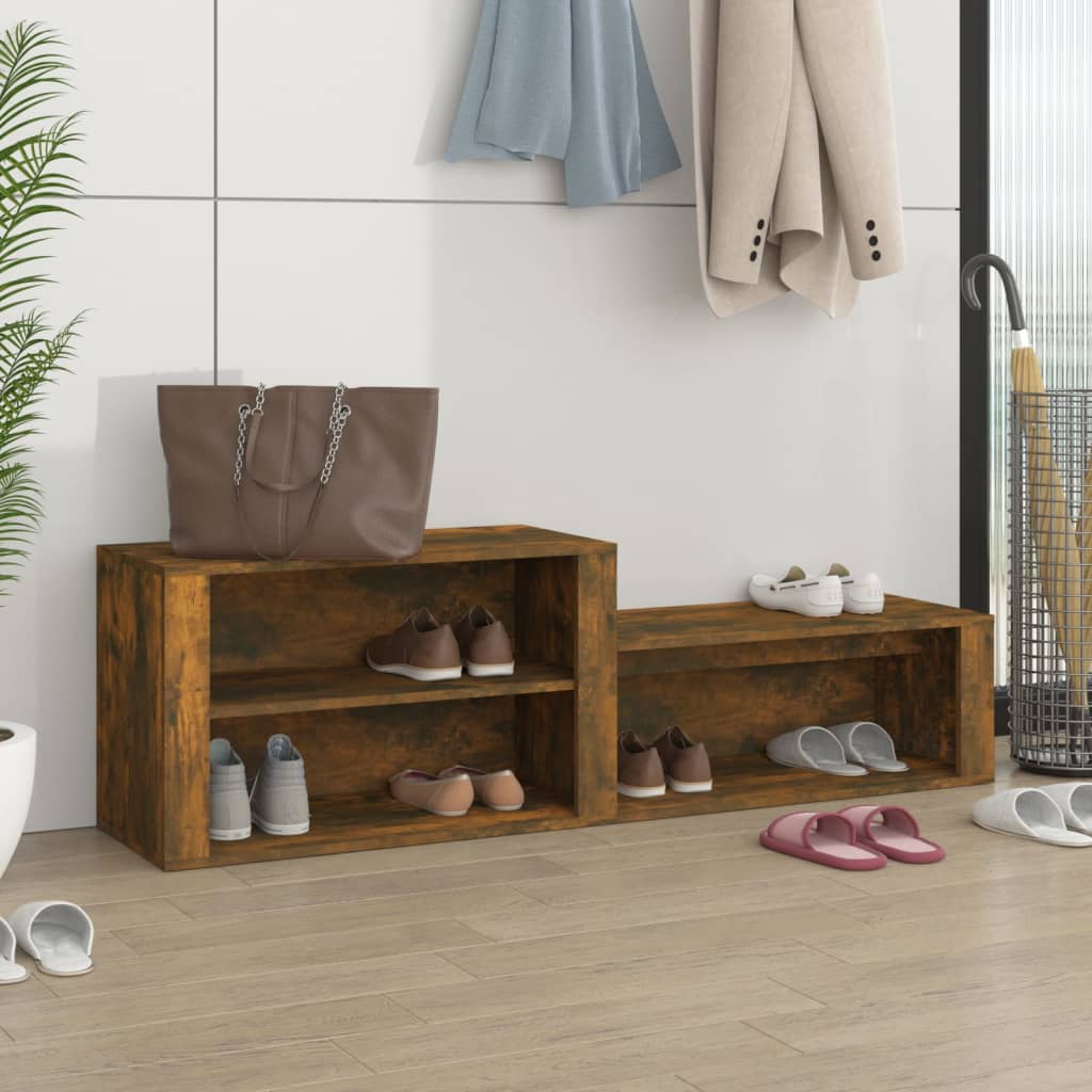 Shoe Cabinet Smoked Oak Finish 150 x 35 x 45 cm Particleboard