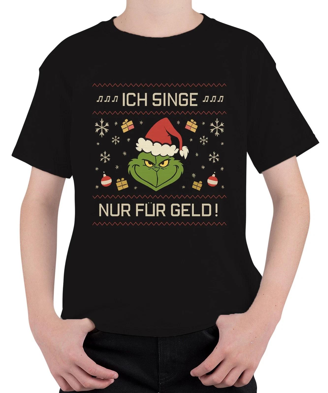 ICH SINGE NUR FÜR GELD Grinch Weihnachten lustig Karaoke Sänger Unisex Kinder T- XS