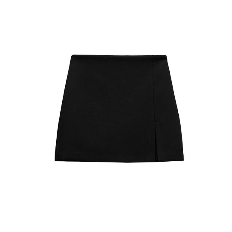 Spring New Women's Clothing Commute Leisure Easiest for Match High Waist Slit Hemline at Hem Design Short Pantskirt 1608041