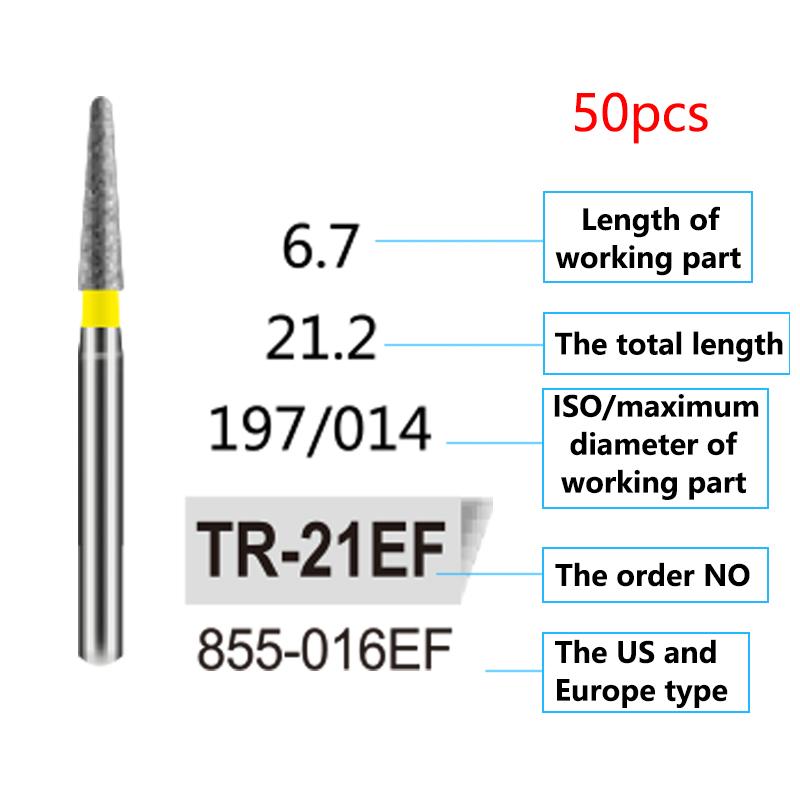 50Pcs Dental Diamond Burs Drill FG 1 6Mm For High Speed Handpiece Denspay Polishing Whitening Lab Material
