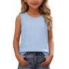 Ärmelloses Tanktop für Mädchen Lässiges Sommer-T-Shirt Leichter weicher Stoff Gestreiftes Muster Bequeme Passform Kinderkleidung
