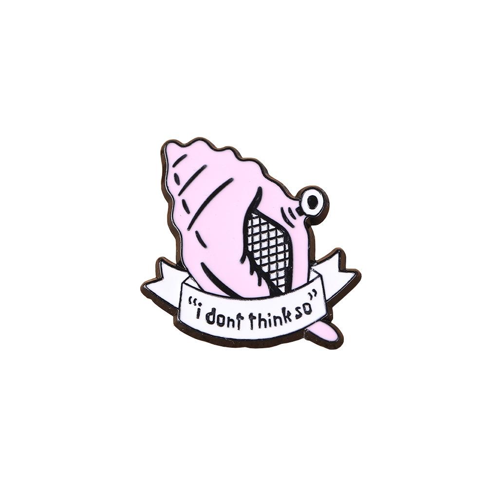 Creative Conch Cartoon Brooch English Peripheral Metal Badge Backpack Clothes Decorative Accessories Trend