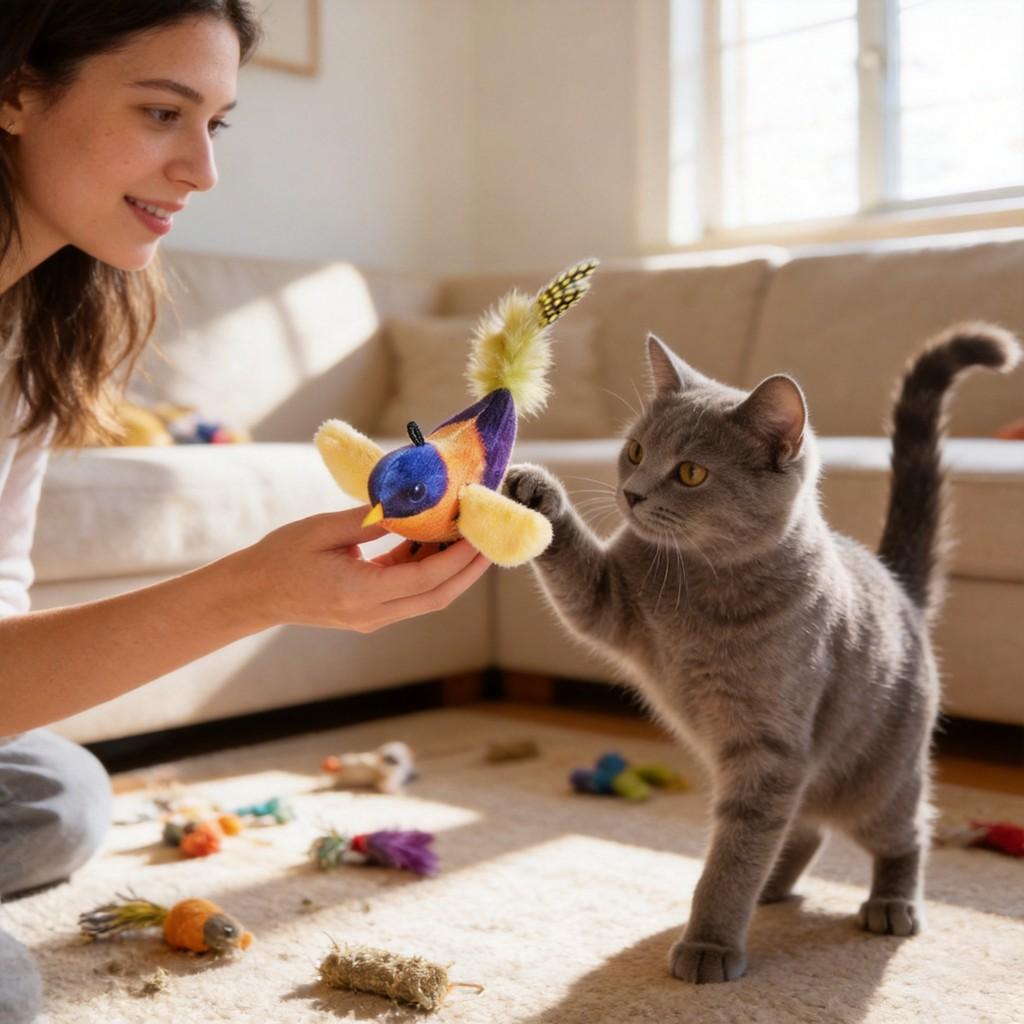 Giocattolo per Gatti Sonoro Uccellino Colorato Gioco Interattivo per Animali Domestici e Regalo