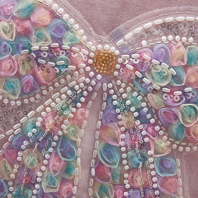 Butterfly Knot Girls' Sweet and Fashionable Tie Dye Set Summer Style Girls' Short Sleeved Lantern Pants Thin Two-piece Set