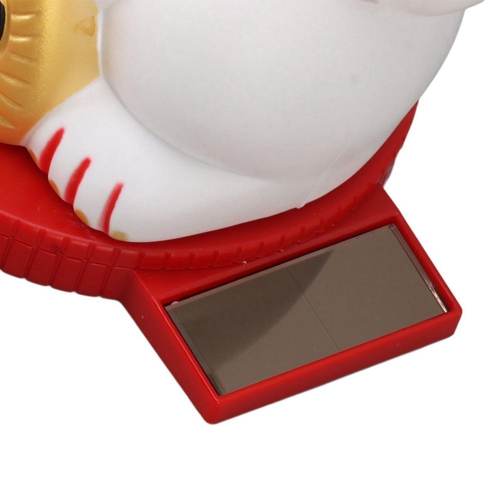 White & Gold & Black Solar Waving Lucky Cat 5 in Solar Induction Cat Figurine Window Ornament