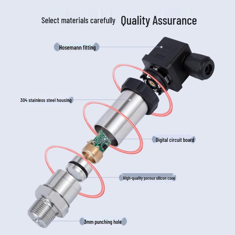 High-Precision Silicon Pressure Transmitter 4-20mA for Air, Hydraulic, Oil, and Water Applications