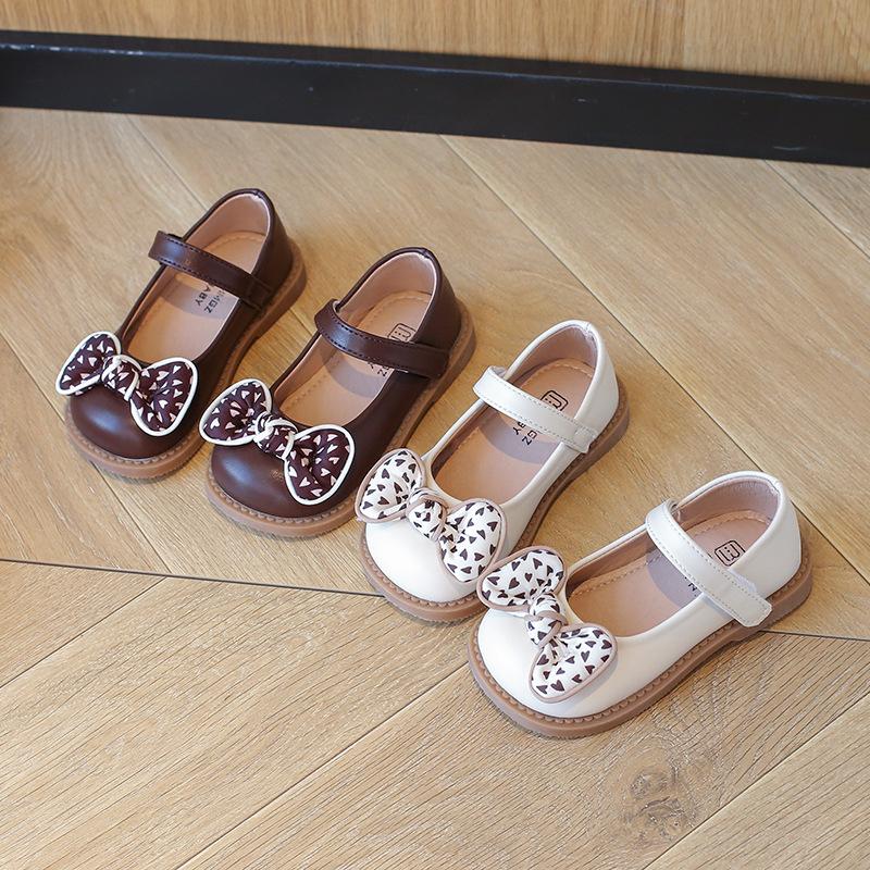 

Children S Single Shoes Season Girl Medium And Small Children S Versatile Bow Small Leather Shoes Baby Princess Shoes 21 коричневый