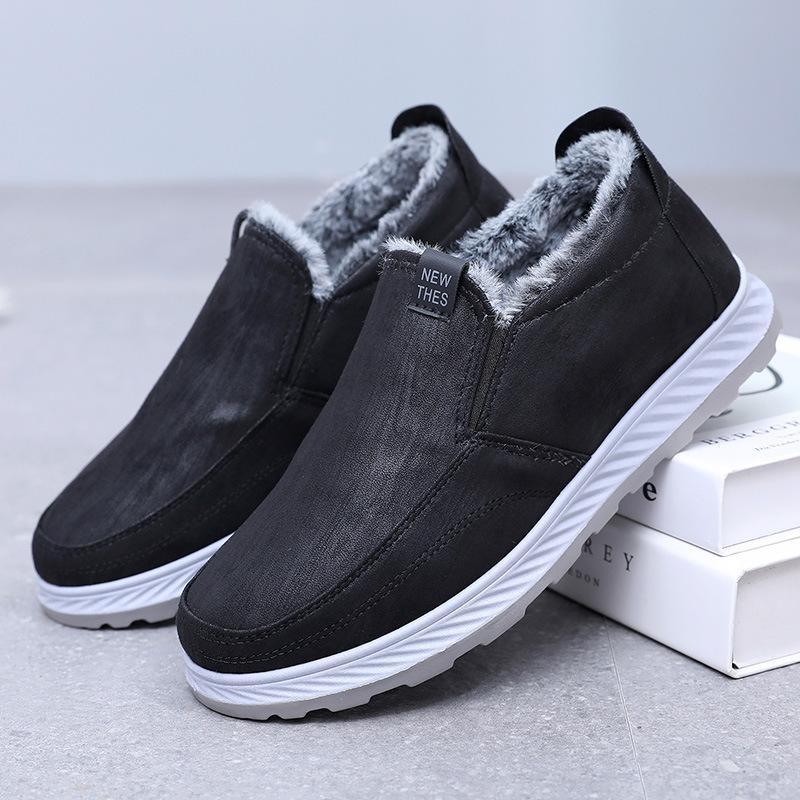 Vinter Herr Sammet Varma Bomullsskor Mode Vattentäta Förtjockade Mjuka Sula Casual Pappa Skor Förtjockade