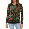 Women's Fashion Casual Long Sleeve  Print Round Neck Top