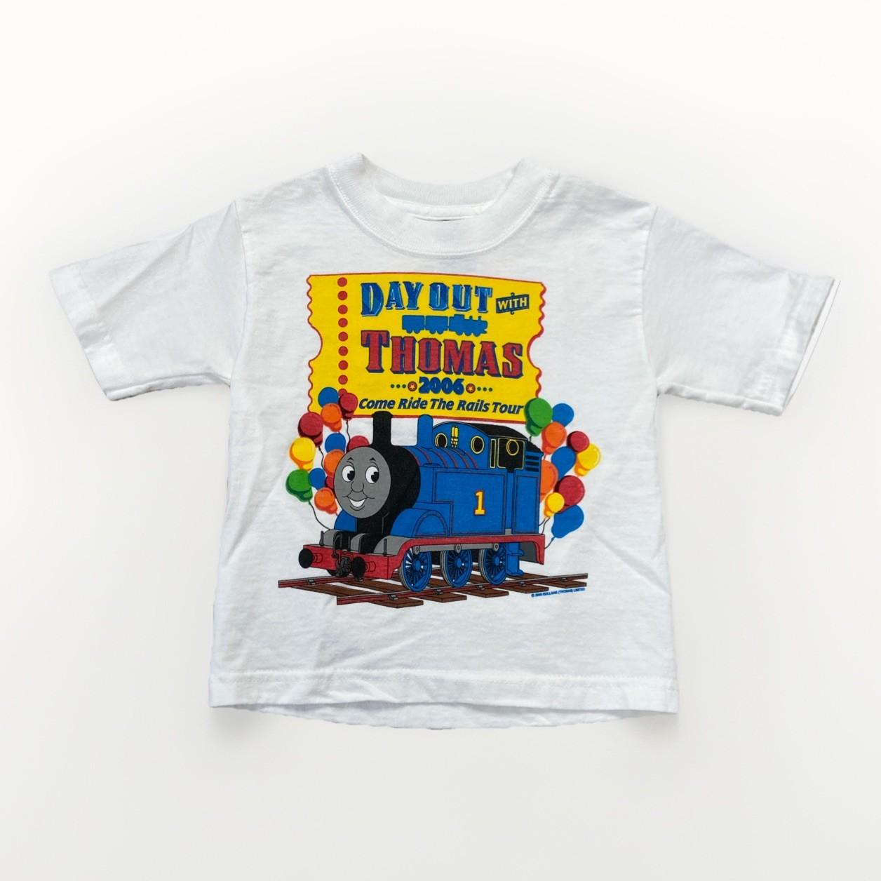Vintage Thomas the Tank Engine Shirt Toddler 2T Cartoon White Boys Kids Y2k L