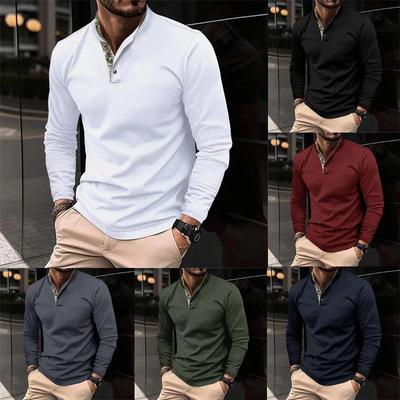 2023 Autumn/Winter Men's Double-layer Stand Collar Long-sleeved Sports Polo Shirt