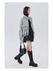 Retro Hong Kong Style Stand Collar Lapel Denim Jacket for Petite, New Early Spring Trend, Loose Fit, Distressed, and Slimming.
