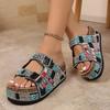 Summer Beach Sandals With Thick Bottom Water Drip Diamonds For Women