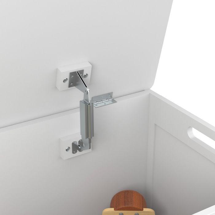 GINGER HOME – Coffre à jouets enfant 2-en-1 avec banc, couvercle soft-close, bois MDF, blanc, 80,2×40×44,5 cm