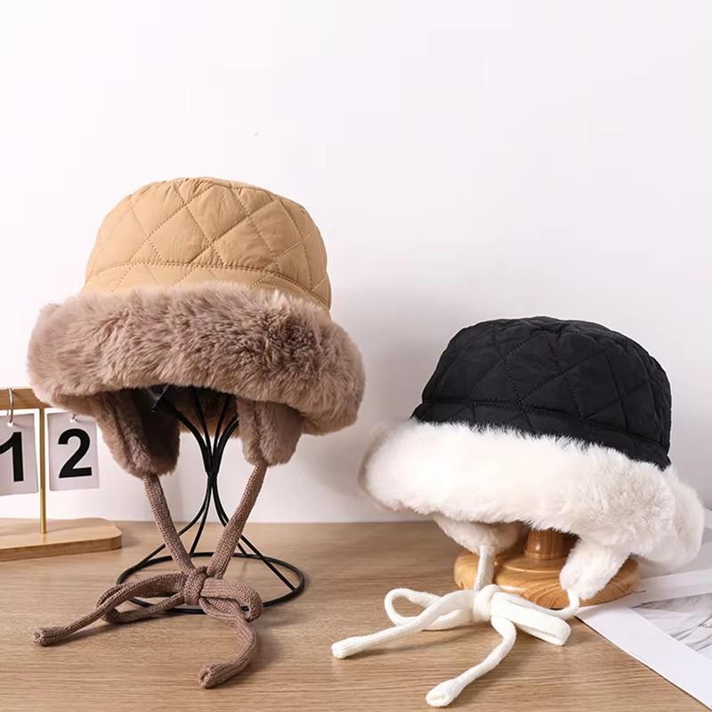 Simple Suede Velvet Lei Feng Hat Winter Men's and Women's Fleece Thickened Outdoor Cycling Ear Protection Warm Bucket Hats Thick Basin Hats