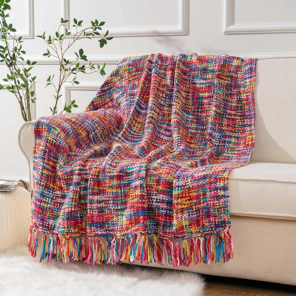 Throw Blanket for Couch Bed, Throw Blanket for Spring Summer, Colorful Boho Throw Blanket for Home Decor, Indoor and Outdoor Throw Blankets,127x152cm