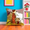 C-Calvin And H-Hobbes Cushion Cover Plush Fabric Soft Double-Sided Printed Sofa Warm Winter Home Gift Pillow Case