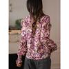 Women S Loose Fit V Neck 3d Floral Print Long Sleeve Shirt