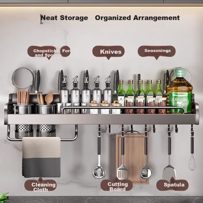 Century Zhenghe Kitchen Storage Rack Suction Cup Wall-Mounted No-Drill Spice Rack Chopsticks and Knife Holder Multifunctional Organizer