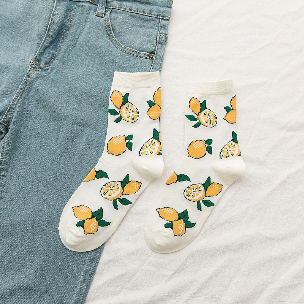 Avocado Mid-Tube Socks For Children, Sweet And Cute Girl Fruit Socks, Summer Fashion Casual Cotton Socks