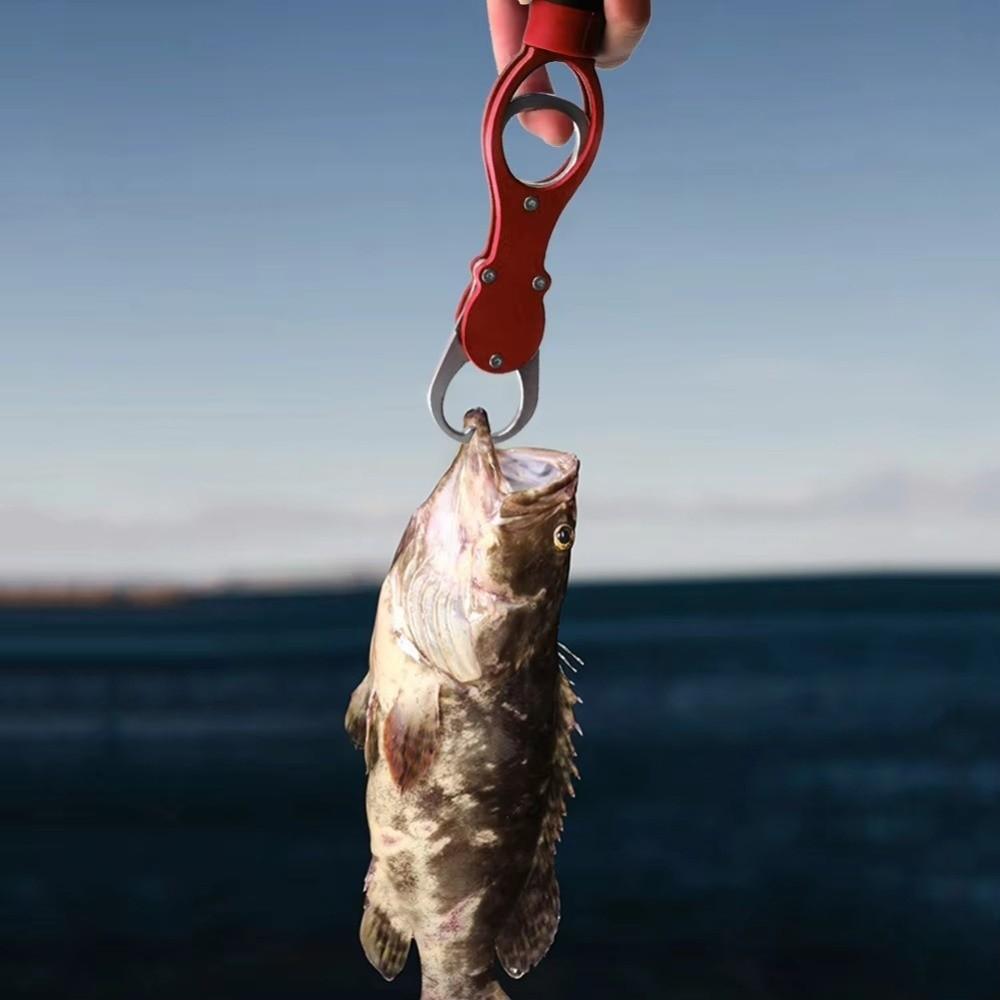 Heavy Duty Fishing Gripper Long Handle Fish Holder Weight Scale Fish Lip Gripper Fishing Tool