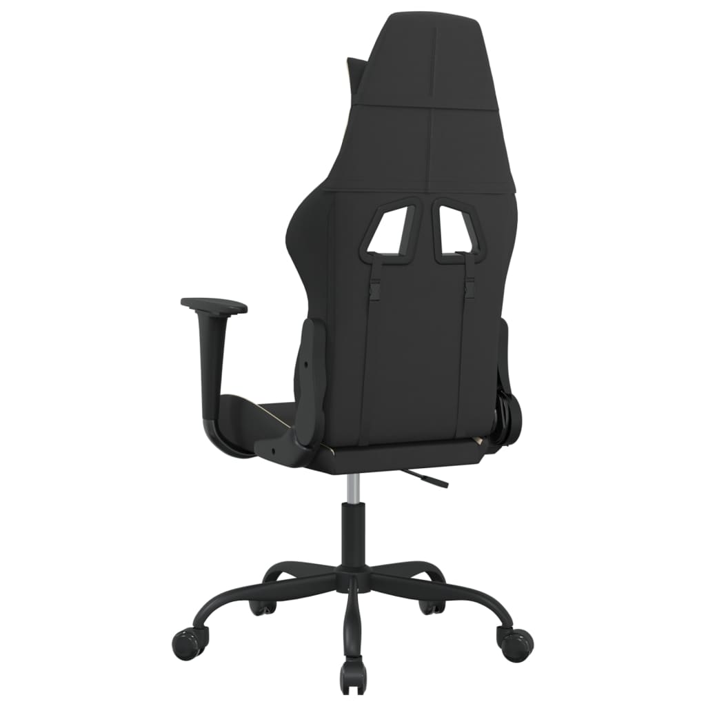 Gaming Chair with Massage Function Black and Cream Fabric