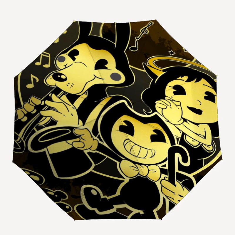 Bendy and the Ink Machine Theme Automatic Umbrella, Lightweight & Portable, 8 Rib, Perfect for Outdoor Travel, Birthdays, Christmas, Gifts.