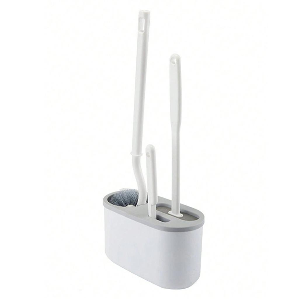 1pc White Toilet Brush Set With Creative S-Shaped Japanese Style Toilet Brush, Cleaning Brush For Bathroom With No Dead Corners