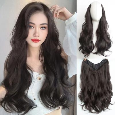Part Synthetic Clip In Hair Extension Long Thick Curly Natural Blonde Flase Hair Hairpieces For Women Heat Resistant