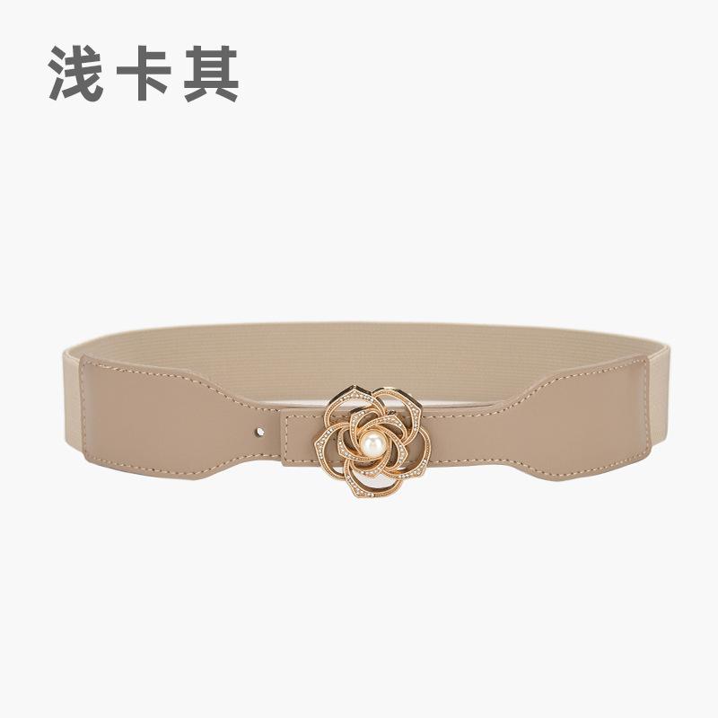 Pearl Buckle Elastic Waist Seal Simple Elastic Belt Women'S Fine Decorative Dress Small Belt With Accessories