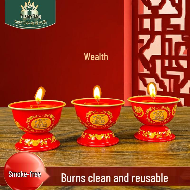 Festive Red Smokeless Candles for New Year, Buddha Offerings & God of Wealth Home Decor.
